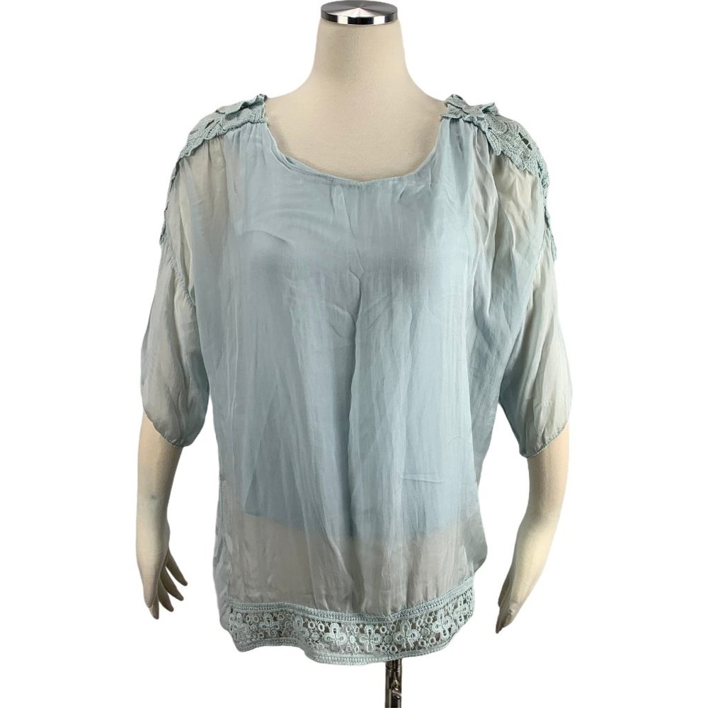 Carina Ricci NWT Small Silk Blouse Crochet Boho